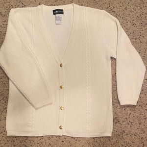 Y2K White Cardigan with Gold Buttons